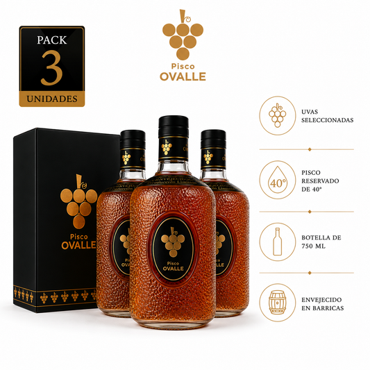 Pack 3 unidades Pisco Ovalle