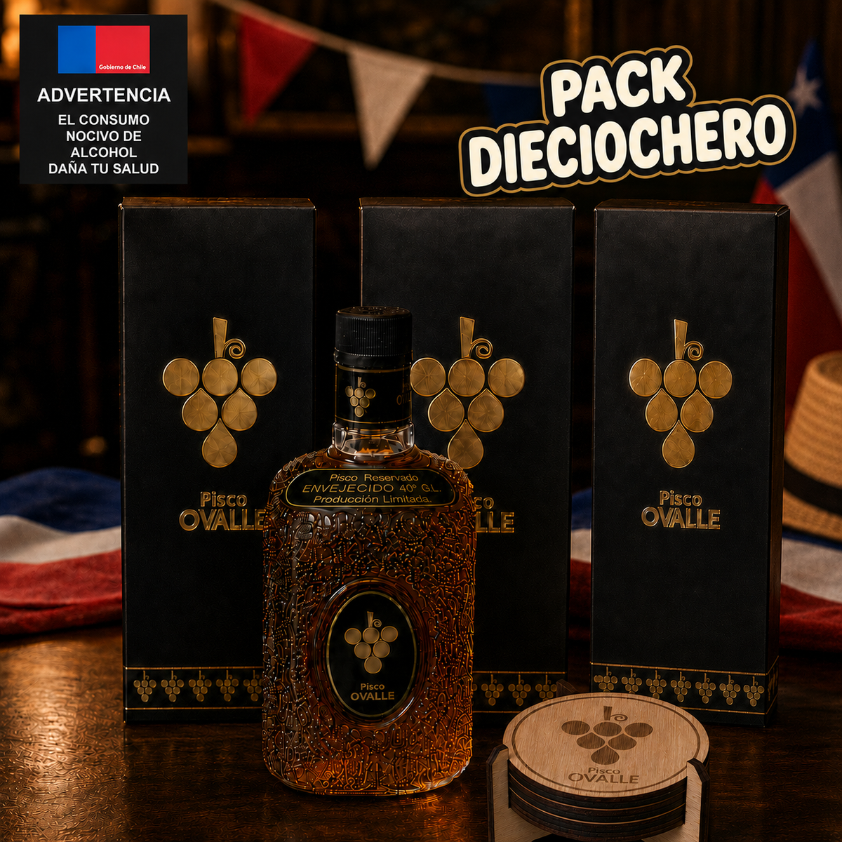 Pack Dieciochero Pisco Ovalle
